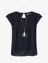 Top ample en voile épaules volantées - Marine - 1