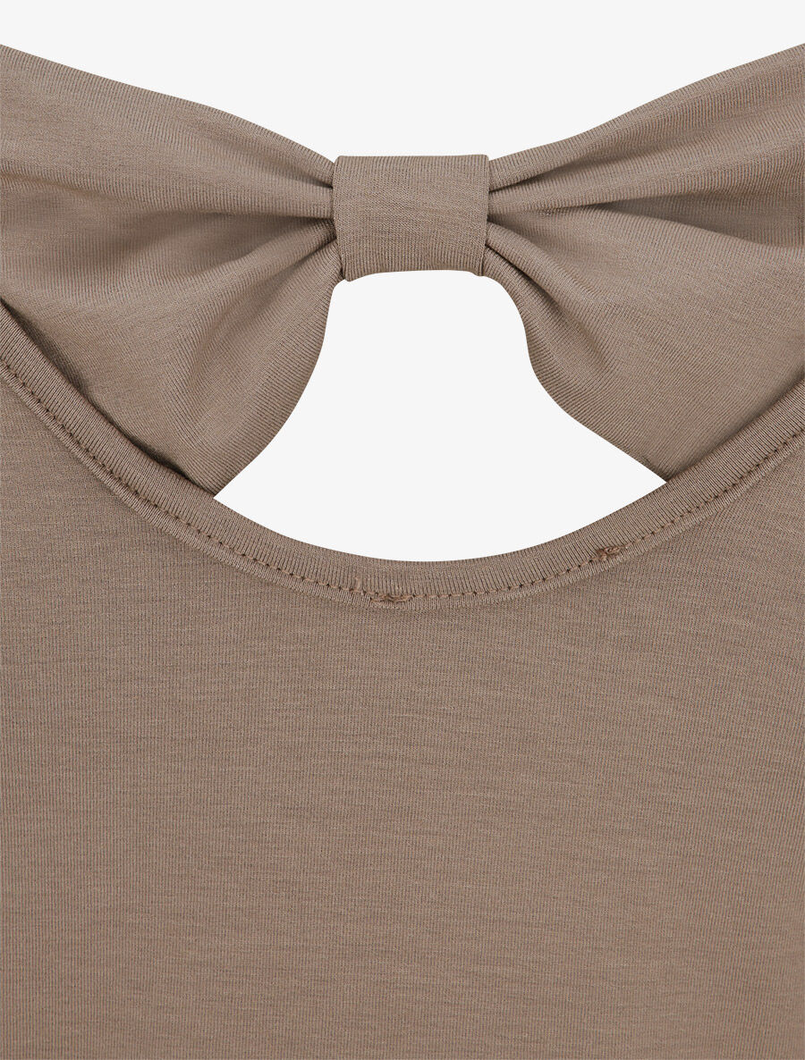 Top droit à détail noeud stylisé - Taupe - 3