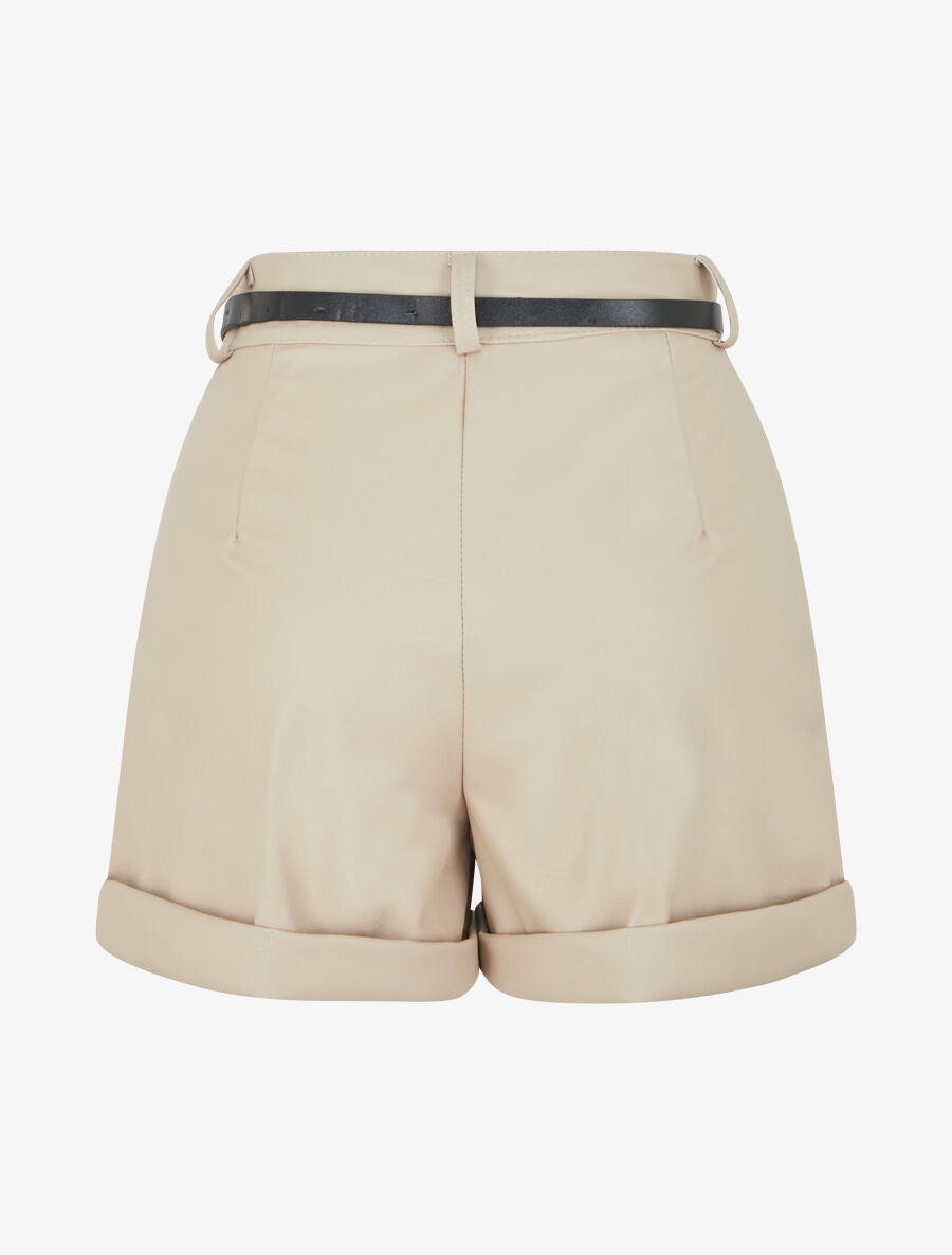 Short en simili à revers - Beige - 2
