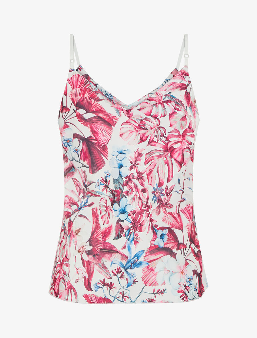 Caraco satiné imprimé tropical - Fushia - 2