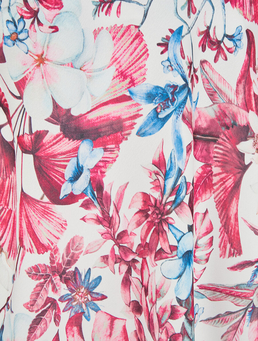 Caraco satiné imprimé tropical - Fushia - 3