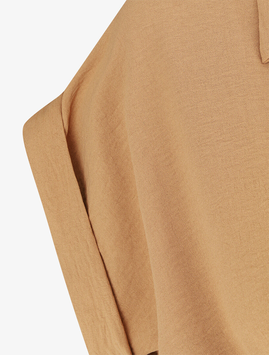 Robe unie à noeud et manches courtes - Camel - 3
