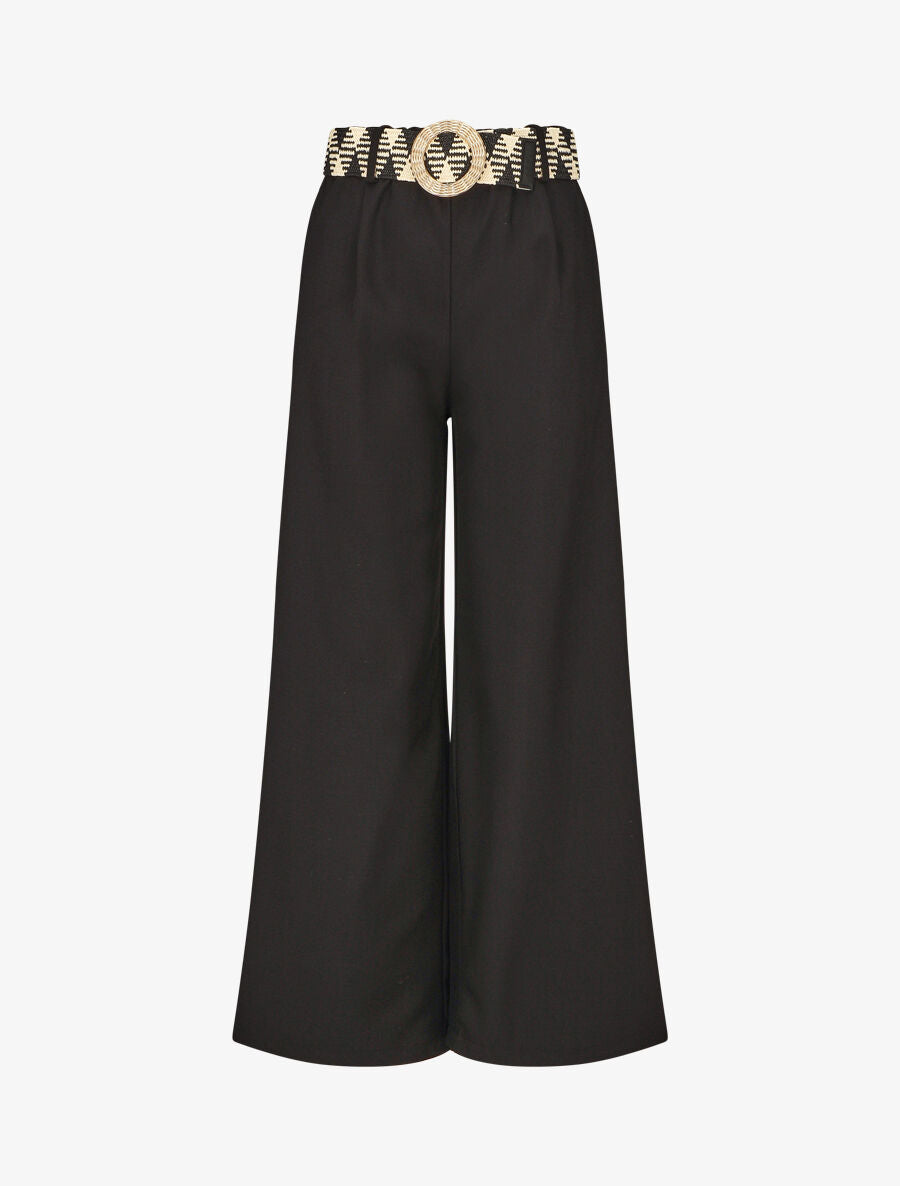 Pantalon ample taille haute élastiquée - Noir - 5