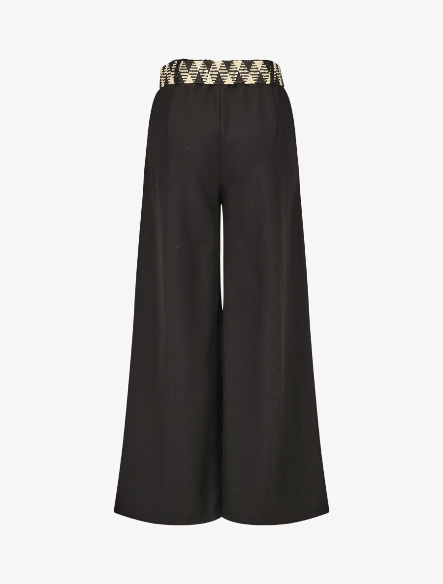 Pantalon ample taille haute élastiquée - Noir - 2