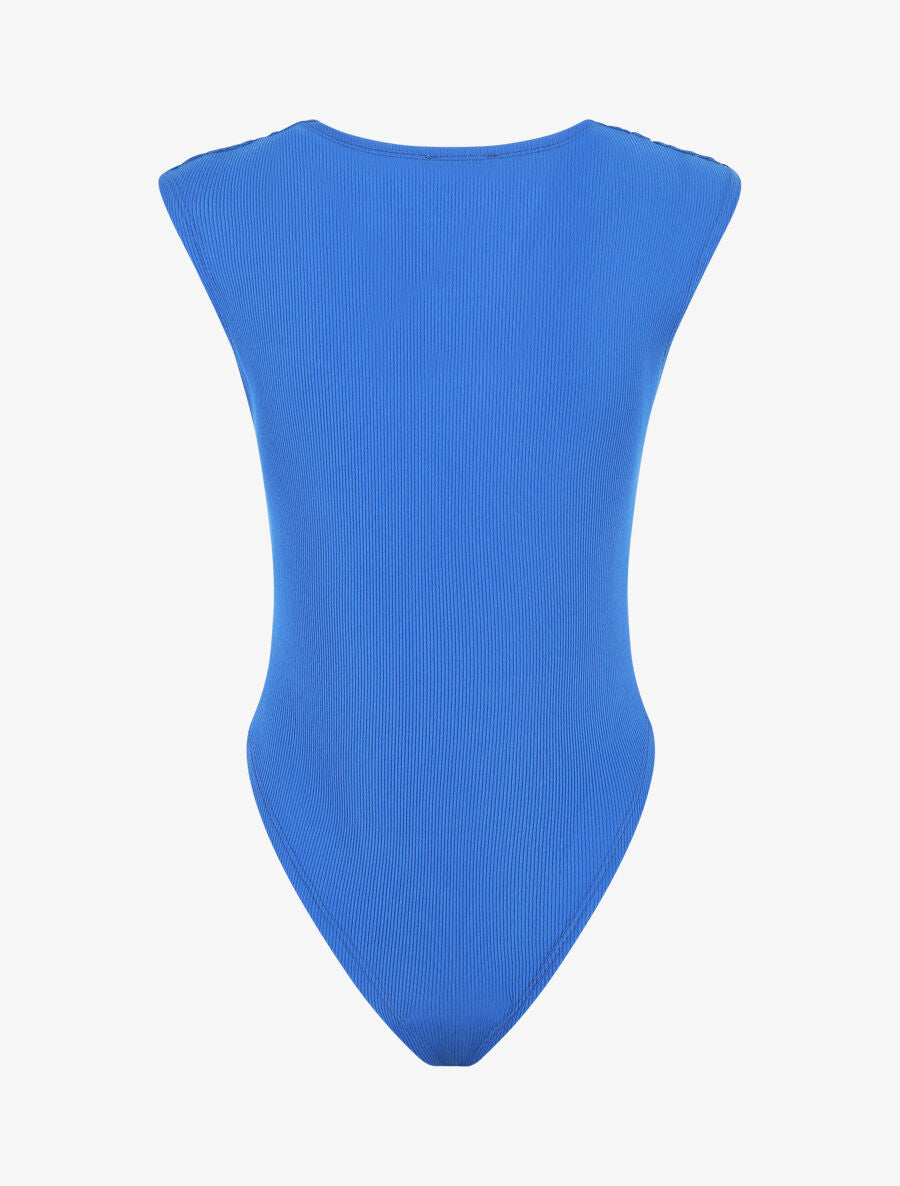 Body sans manches col V en dentelle - Bleu électrique - 2