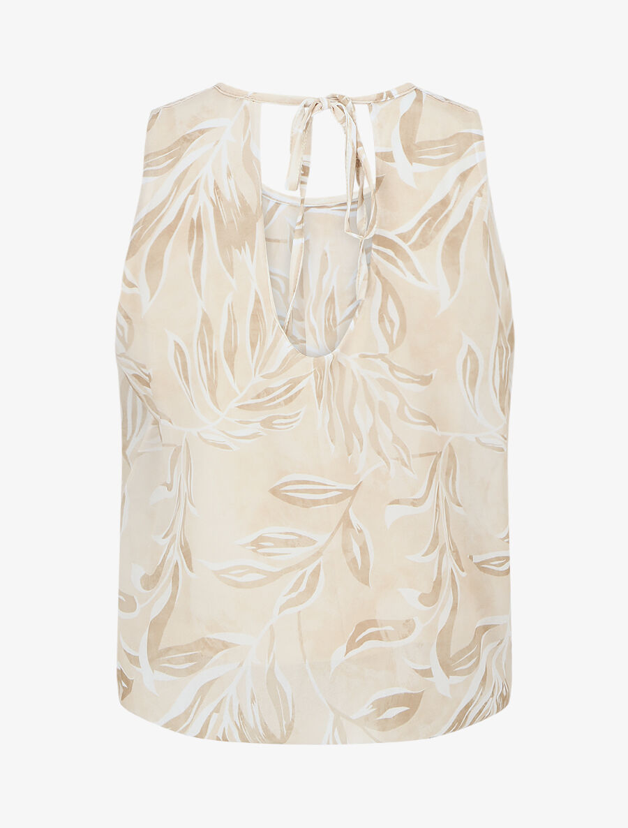 Top boule à imprimé feuilles - Beige - 2