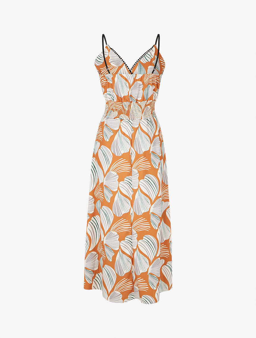 Robe empire imprimé pétales de roses - Orange - 2