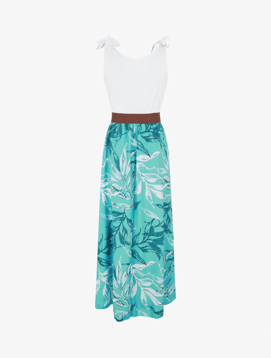 Robe bi-colore à imprimé feuillage - Vert d&