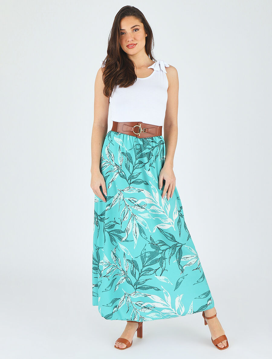 Robe bi-colore à imprimé feuillage - Vert d&