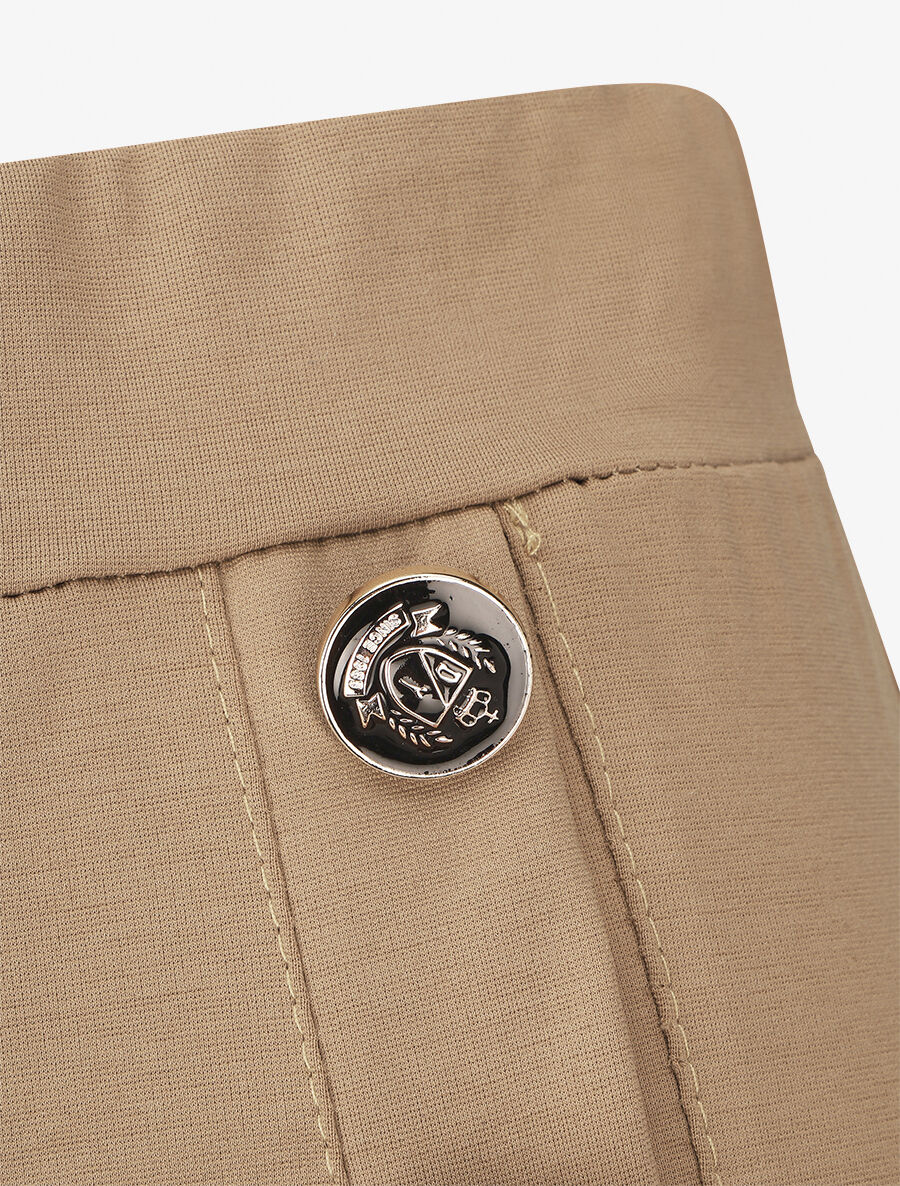 Pantalon uni à boutons décoratifs - Beige - 3