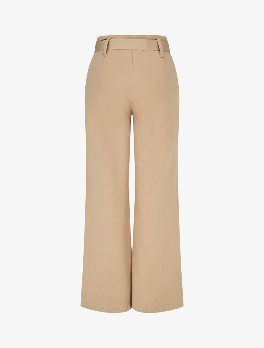 Pantalon uni ceinturé - Beige - 2