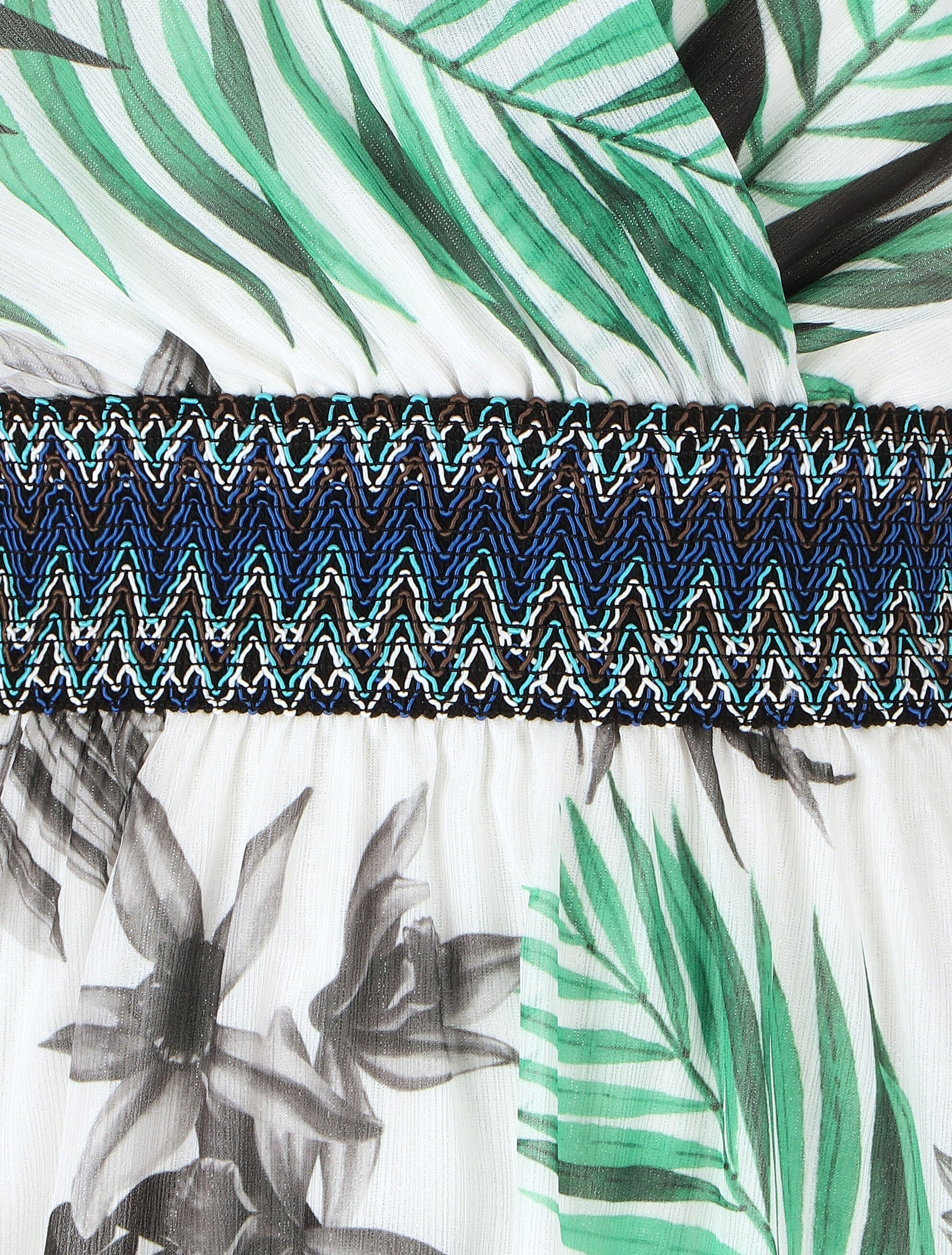 Robe mi-longue sans manches irisée motif tropical - Noir - 3