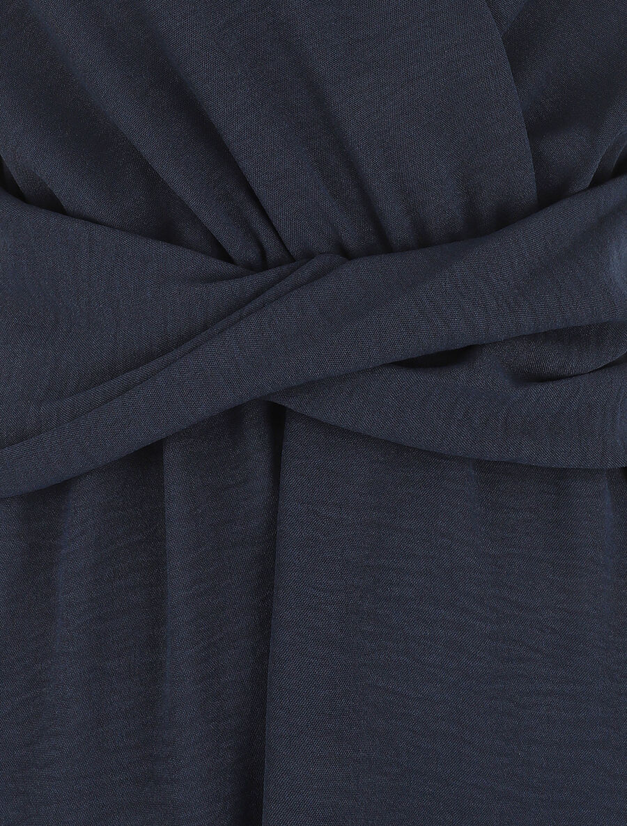 Robe unie élastiquée - Marine - 3