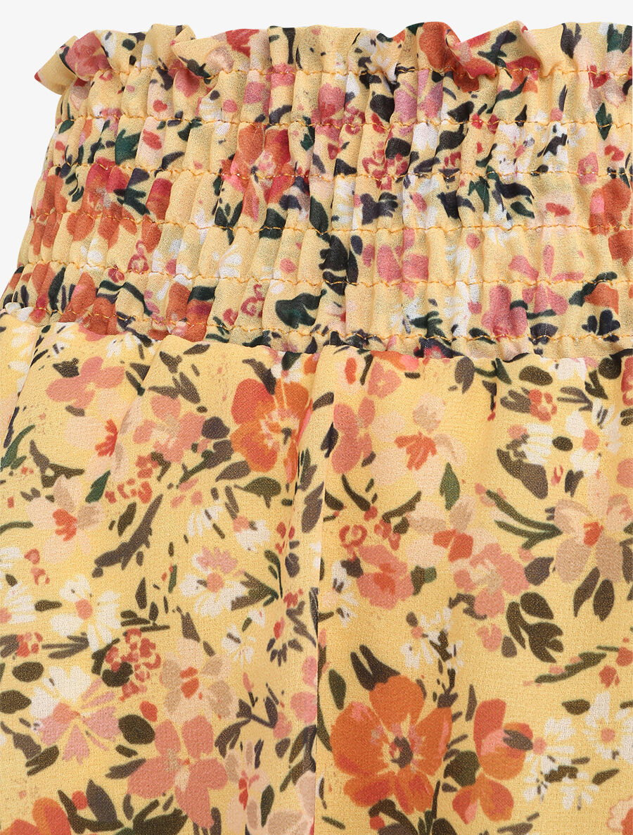 Mini-jupe patineuse à imprimé fleuri - Jaune - 3
