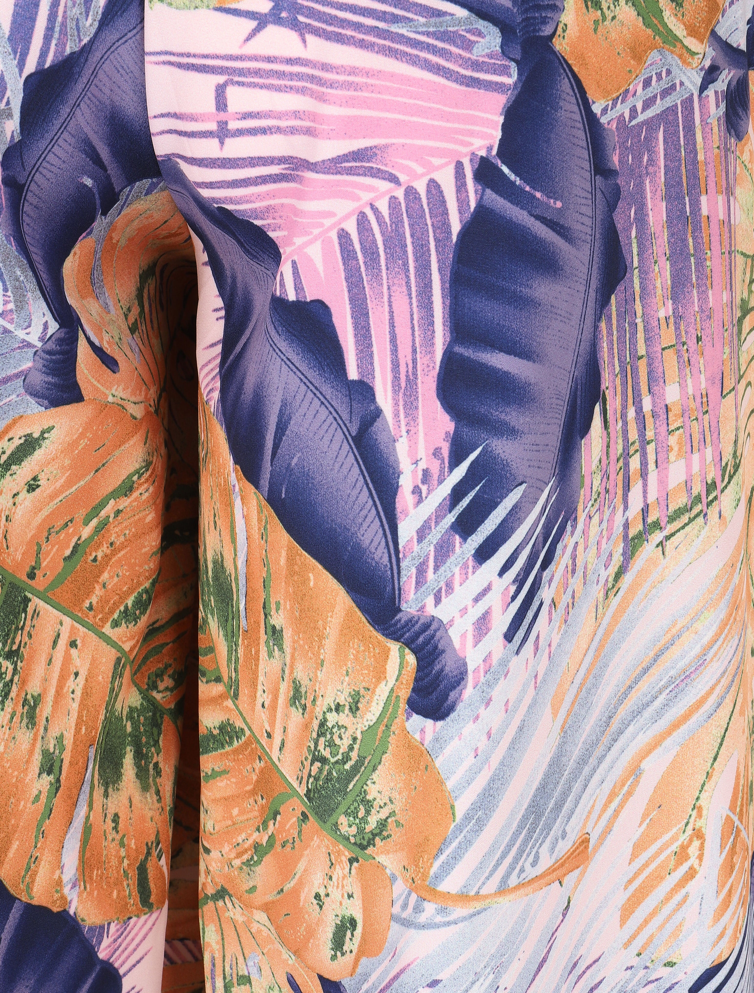 Pantalon imprimé tropical à taille haute - Indigo - 3