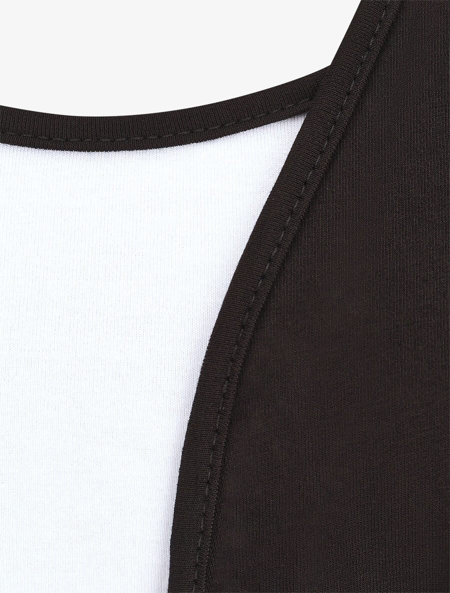 Top manches courtes style gilet ouvert - Noir/blanc - 3