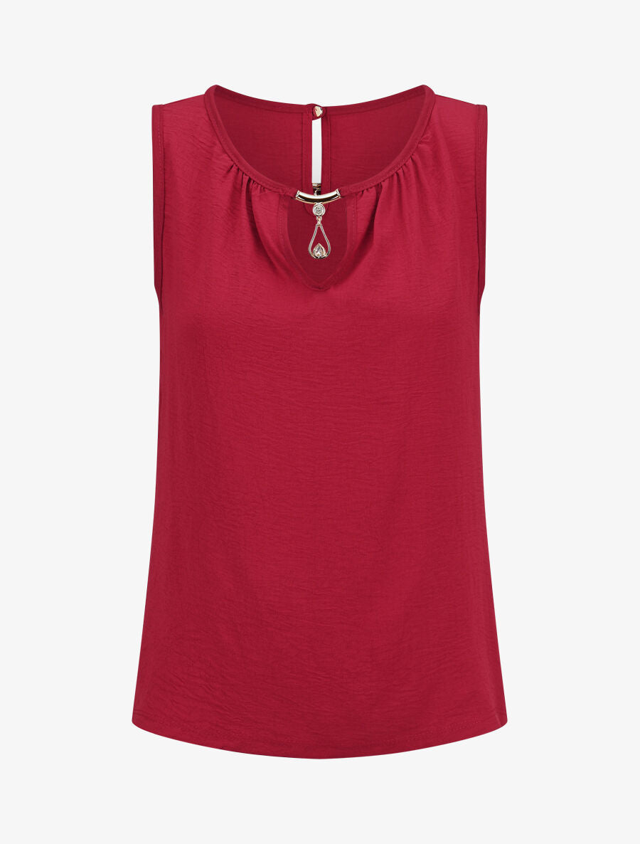 Top droit sans manches col bijou - Bordeaux - 4