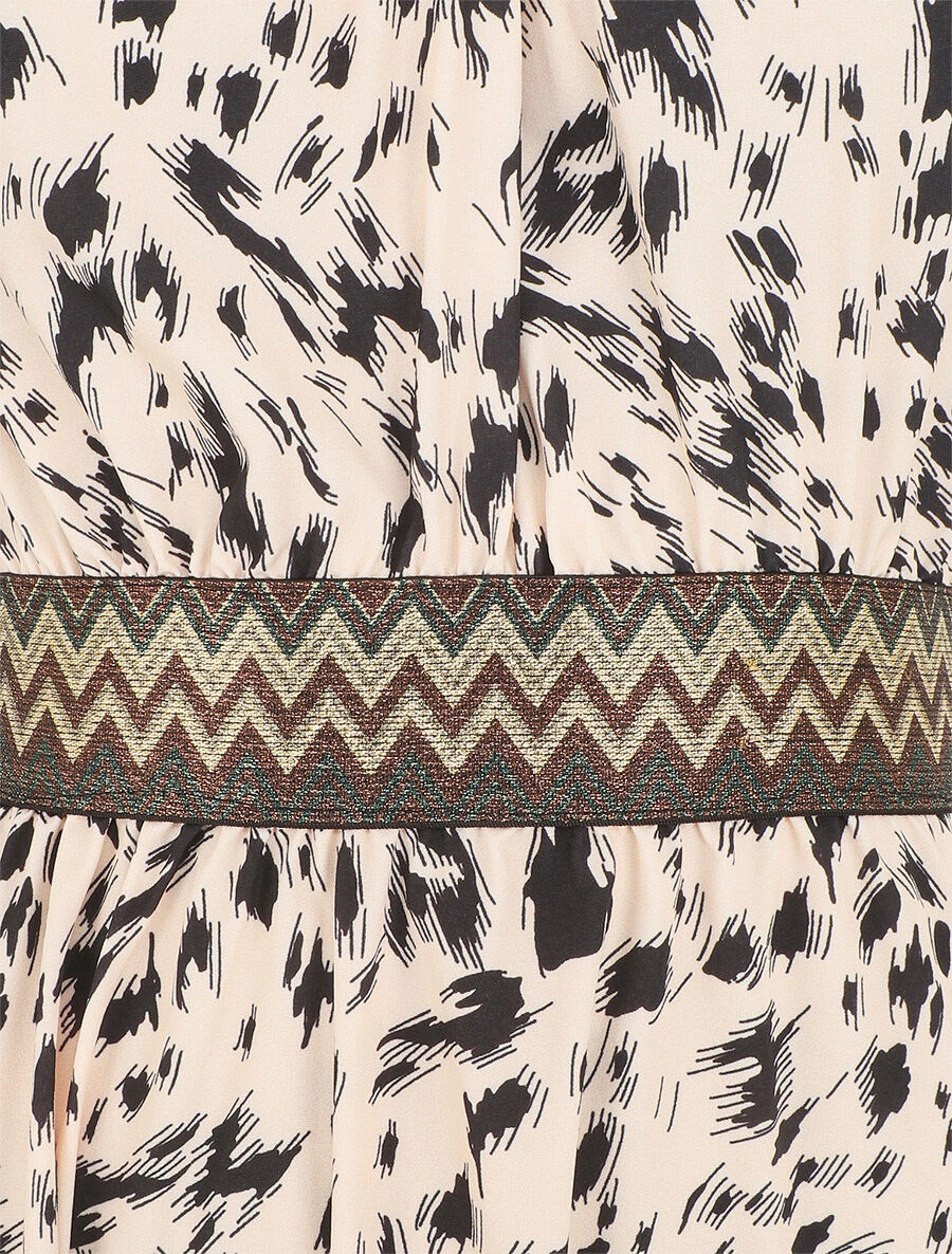 Robe longue imprimé fantaisie à larges bretelles croisées - Beige - 3