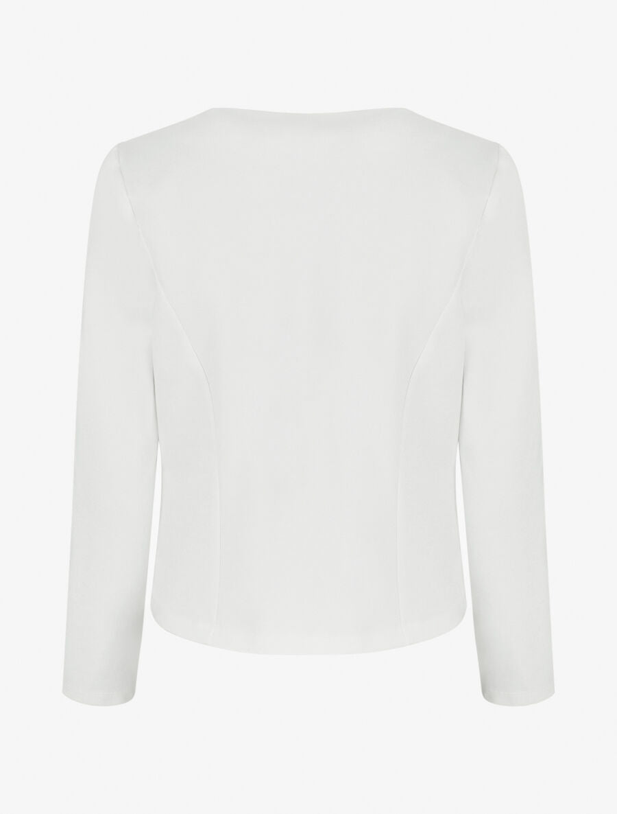 Blazer uni à poches zippées - Blanc - 2