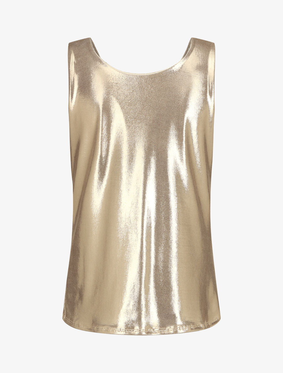 Top holographique ajusté à col bénitier - Beige - 2