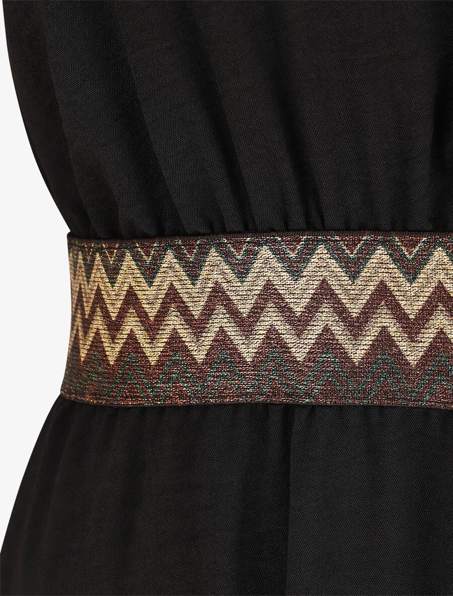 Robe longue unie bretelles fantaisies - Noir - 3