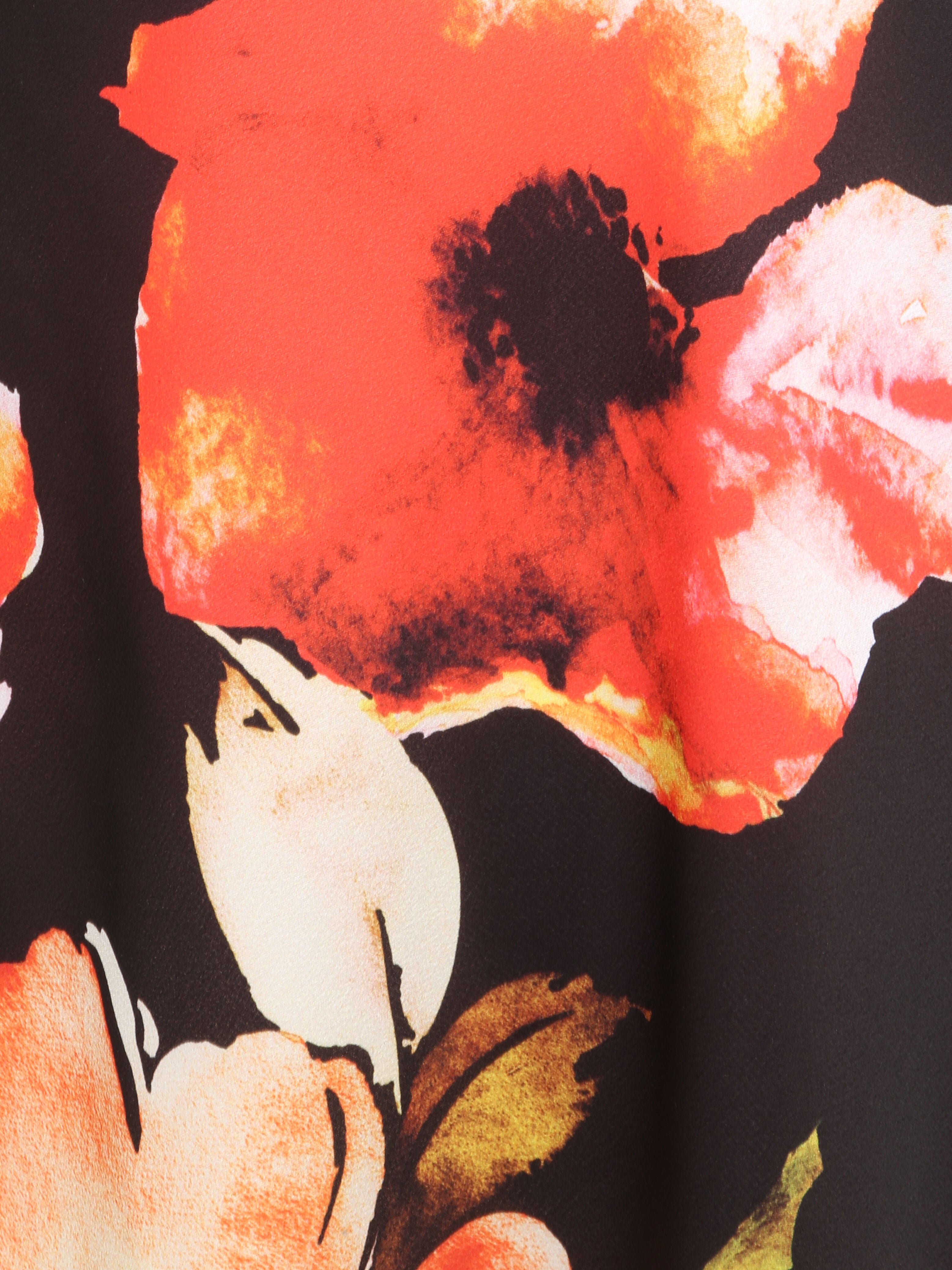 Caraco droit imprimé coquelicot style aquarelle et dentelle - Noir - 3