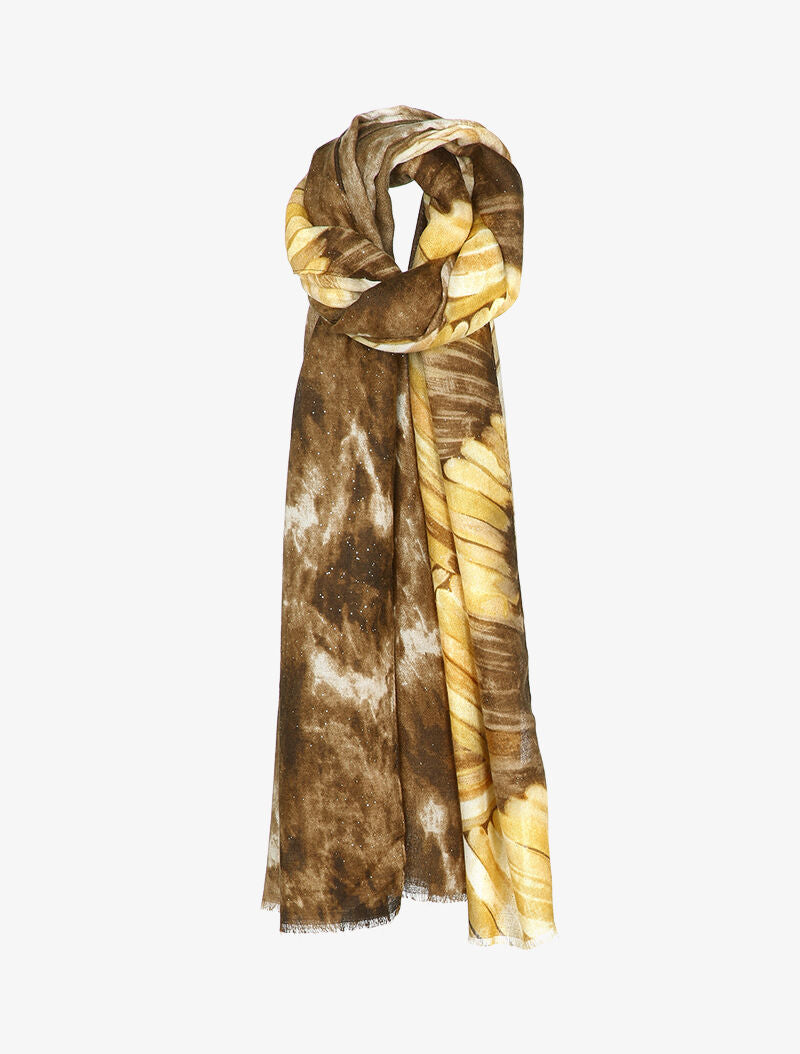 Foulard tie and dye à motifs stylisés et paillettes - Marron - 3