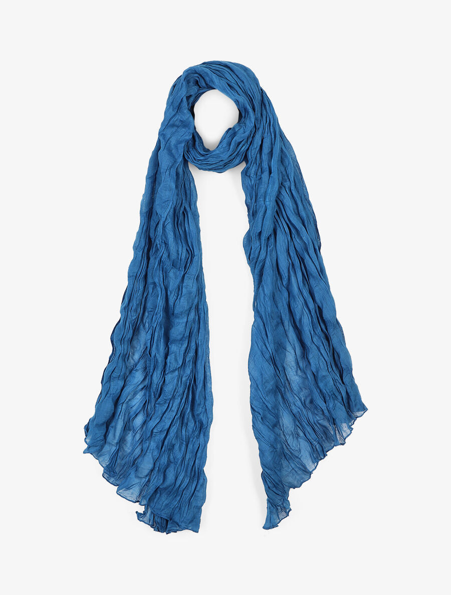 Foulard en coton effet froissé - Bleu roi - 1