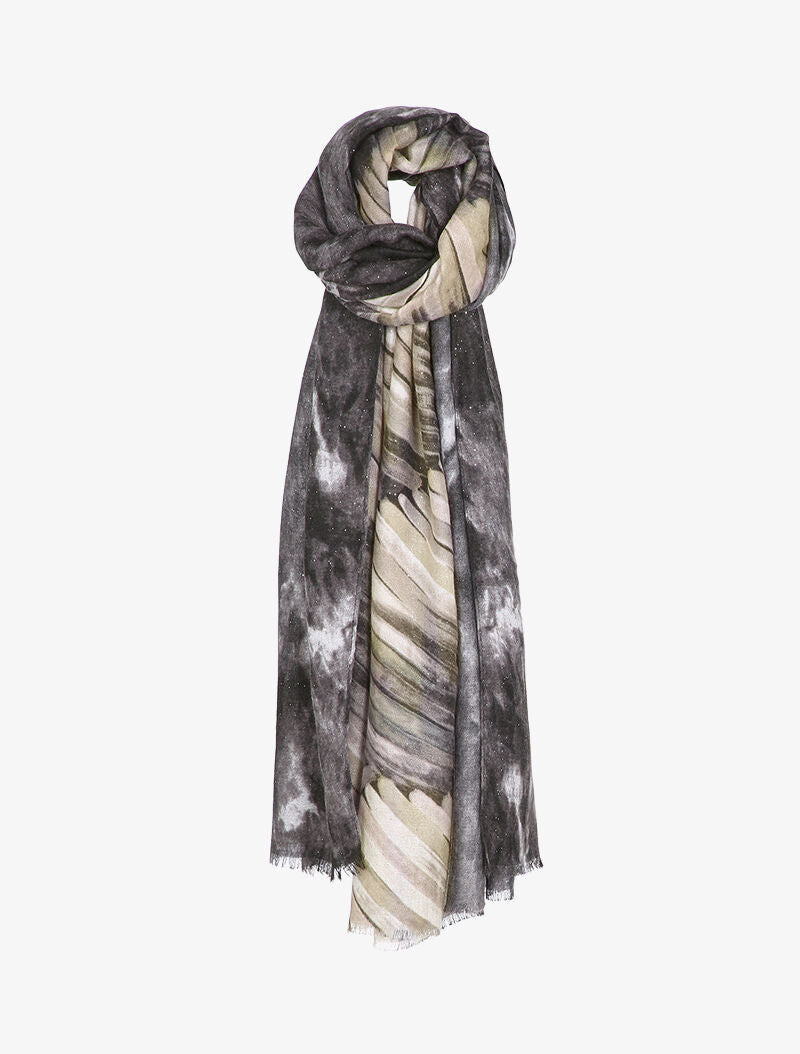 Foulard tie and dye à motifs stylisés et paillettes - Noir - 1