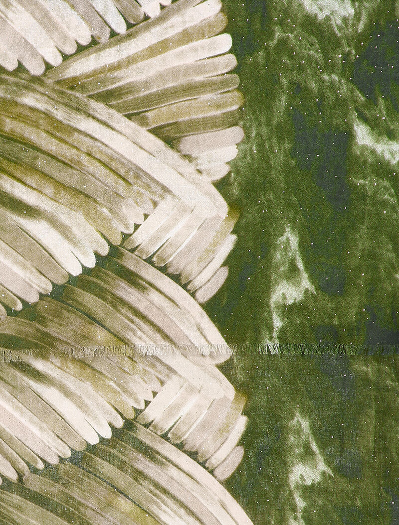 Foulard tie and dye à motifs stylisés et paillettes - Vert - 2