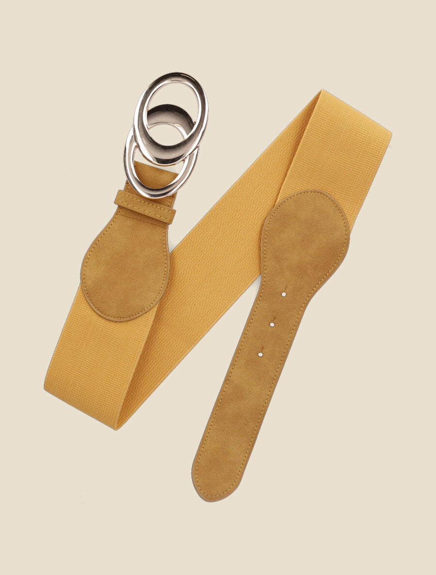 Ceinture à double boucles métalliques - Jaune - 1