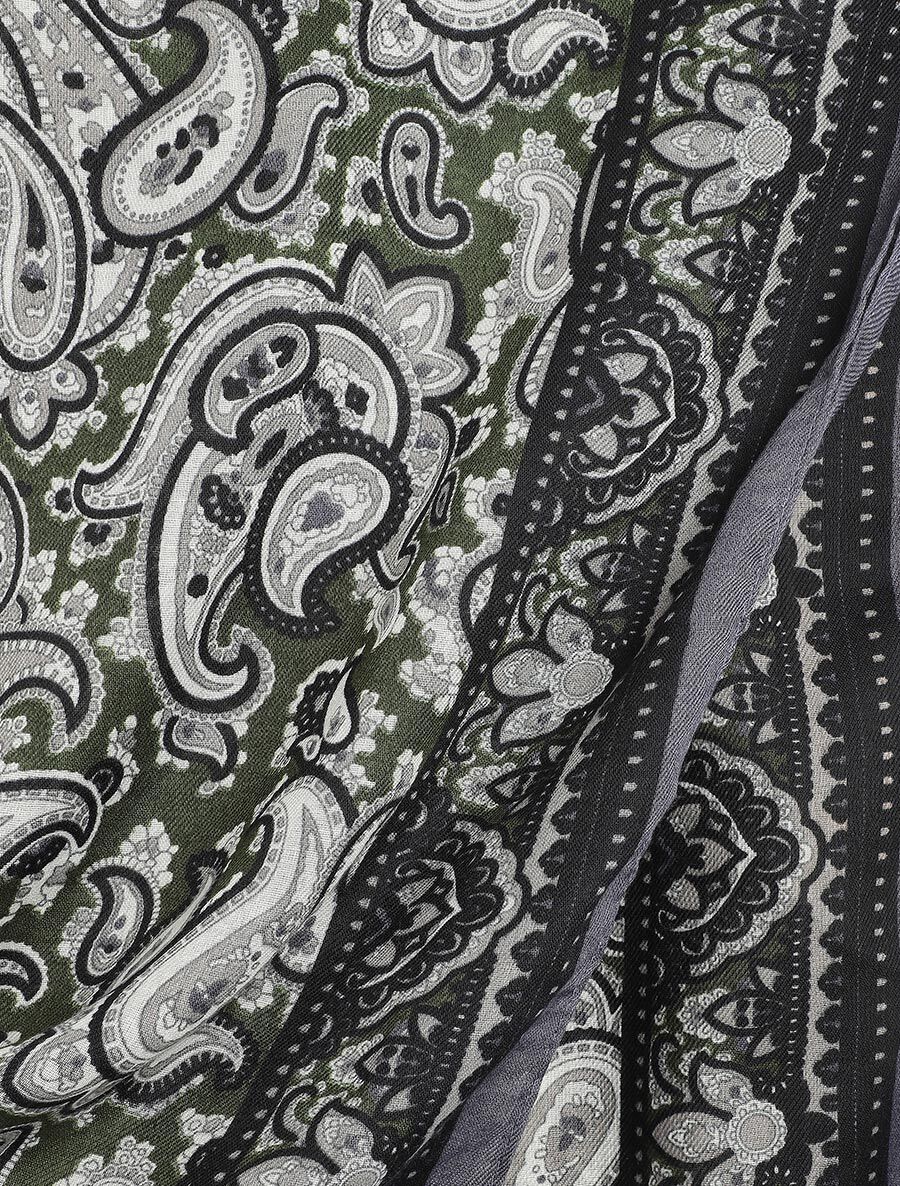 Foulard effiloché à imprimé cachemire - Kaki - 3