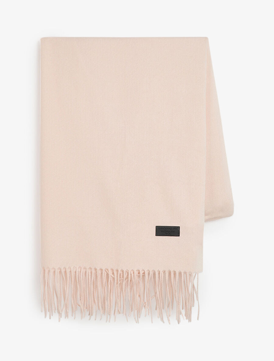 Echarpe en laine mélangée à bords frangés - Rose pâle - 2