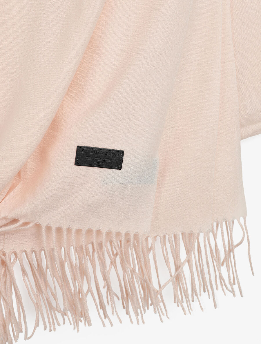 Echarpe en laine mélangée à bords frangés - Rose pâle - 3