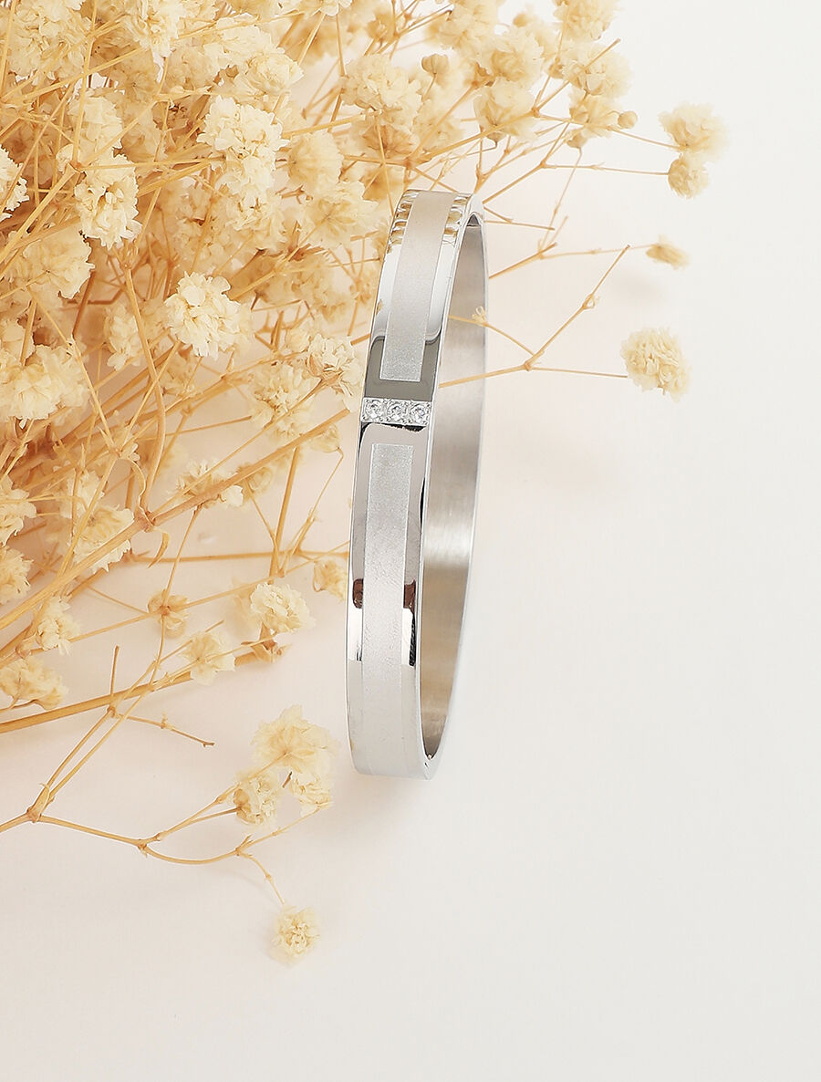 Jonc orné de trois zircons - Argent - 4