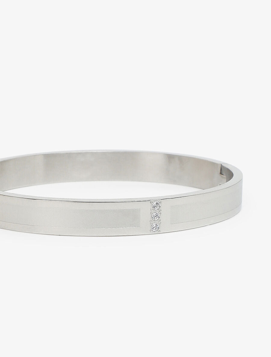 Jonc orné de trois zircons - Argent - 3