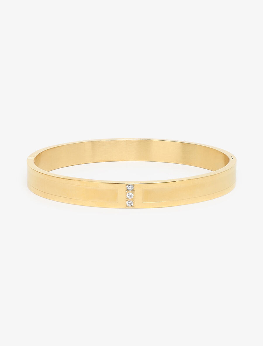 Jonc orné de trois zircons - Or - 2