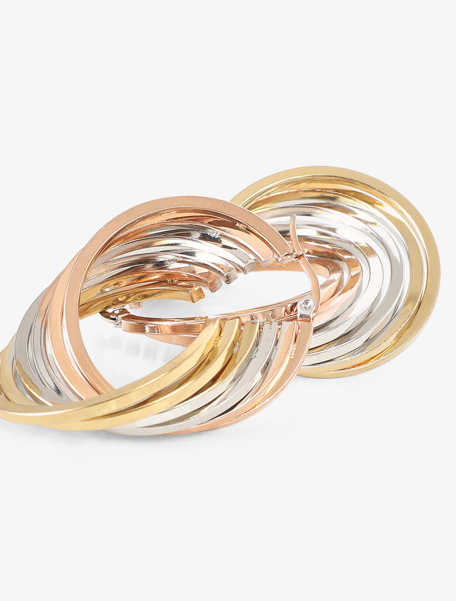 Créoles anneaux multiples moyennes - Or/argent/rose gold - 2