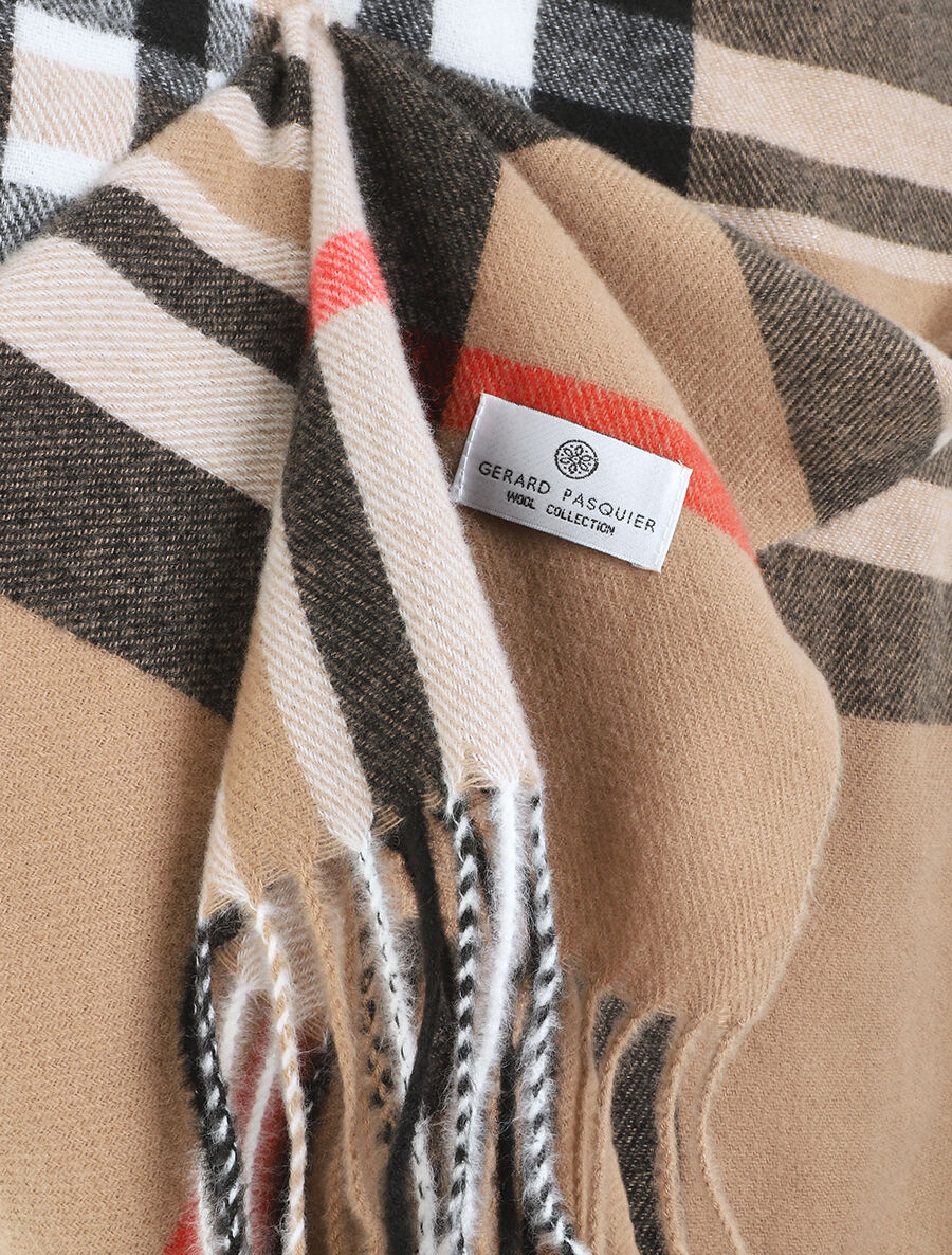 Echarpe imprimé carreaux - Taupe - 3