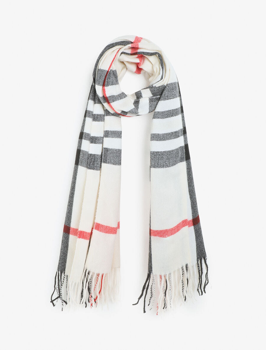 Echarpe imprimé carreaux - Beige - 1