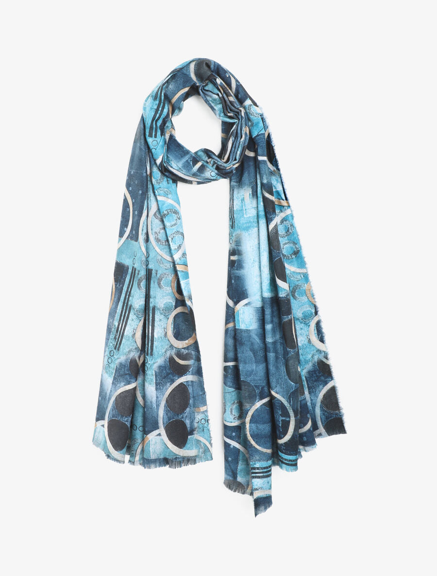 Foulard à imprimé peinture abstraite - Marine - 1