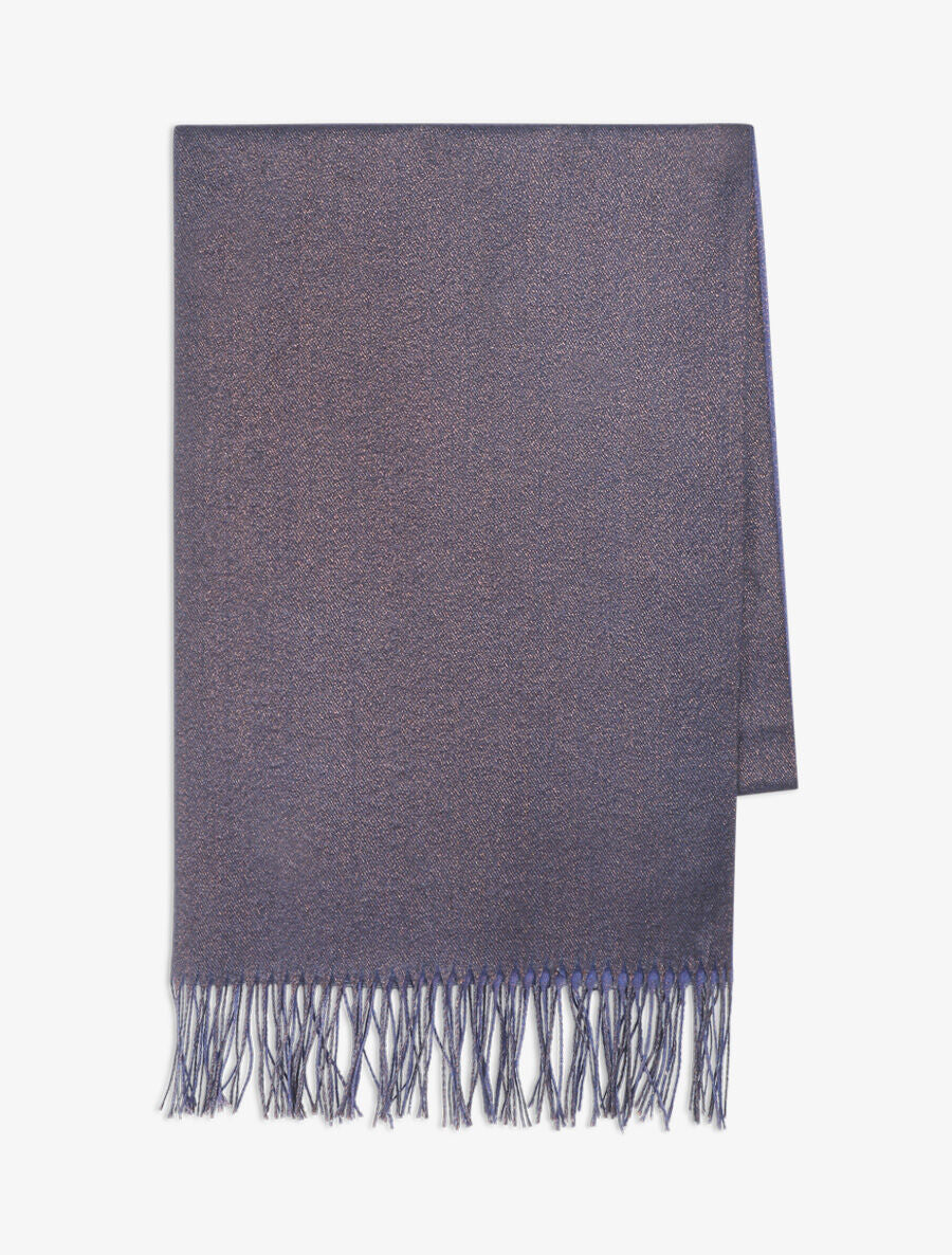 Foulard uni irisé à bords frangés - Bleu roi - 2
