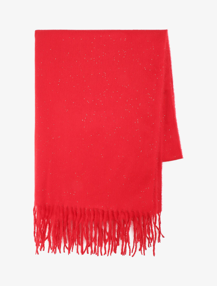Echarpe unie irisée à bords frangés - Rouge - 2