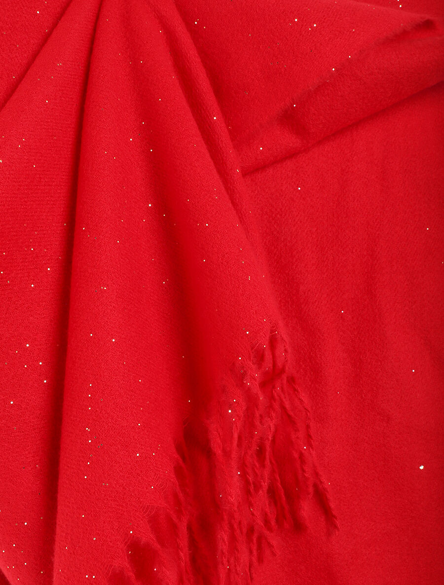 Echarpe unie irisée à bords frangés - Rouge - 3