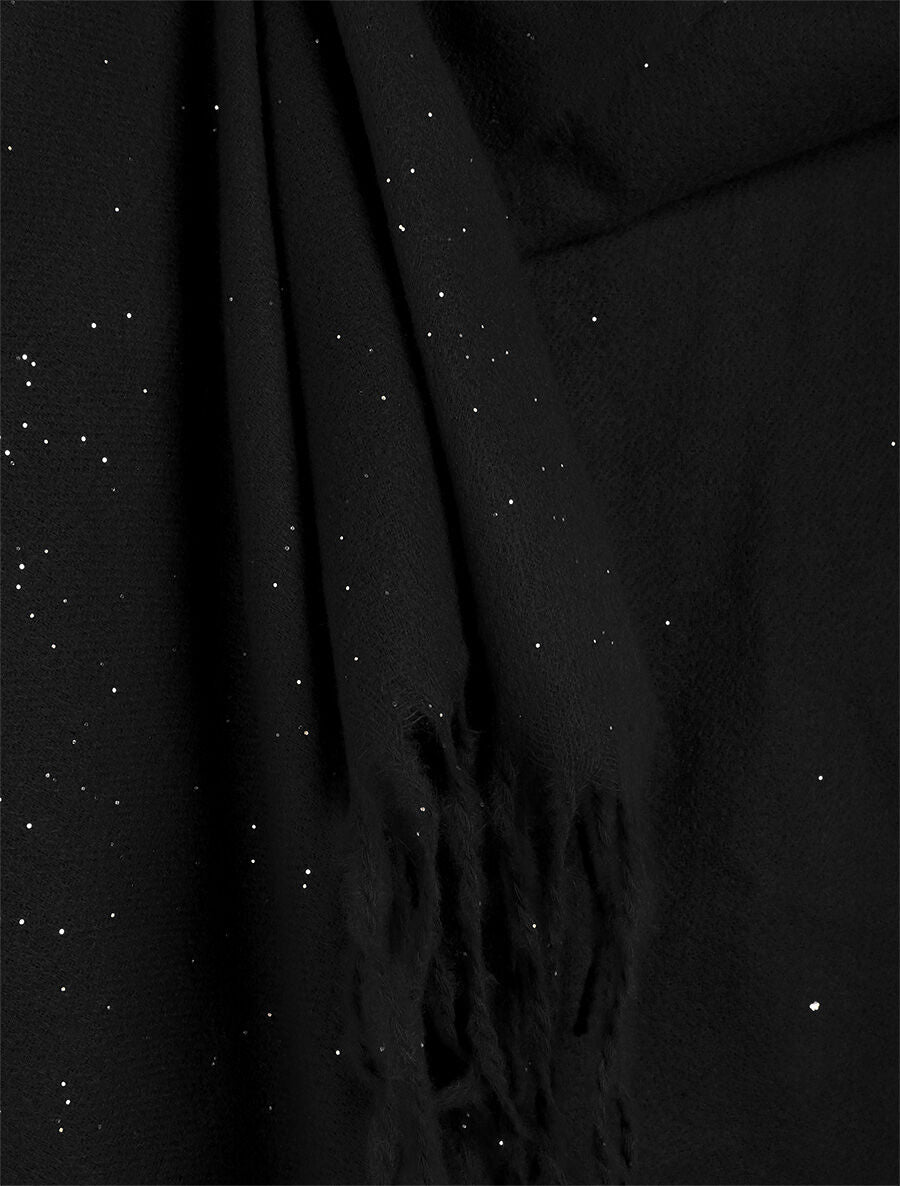 Echarpe unie irisée à bords frangés - Noir - 3