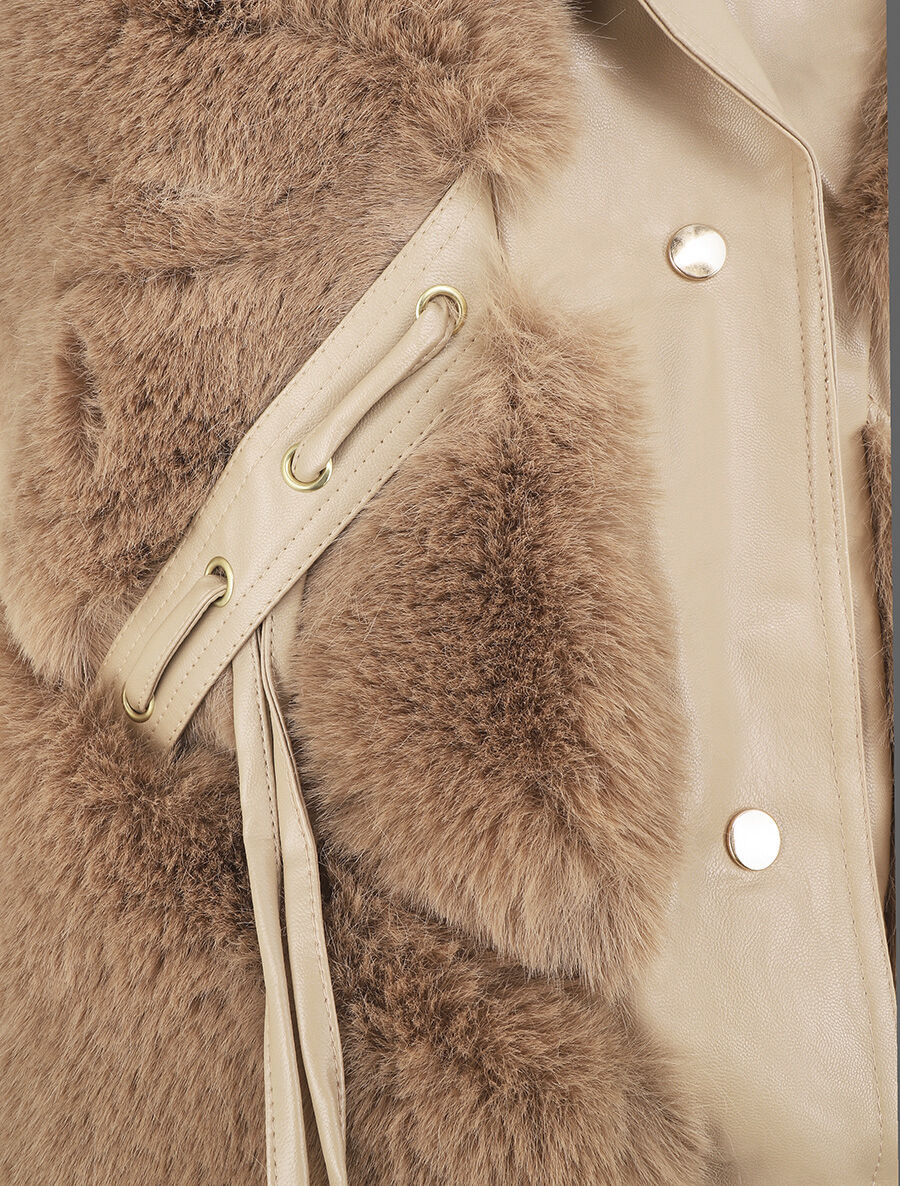 Veste bi-matière boutonnée - Taupe - 3