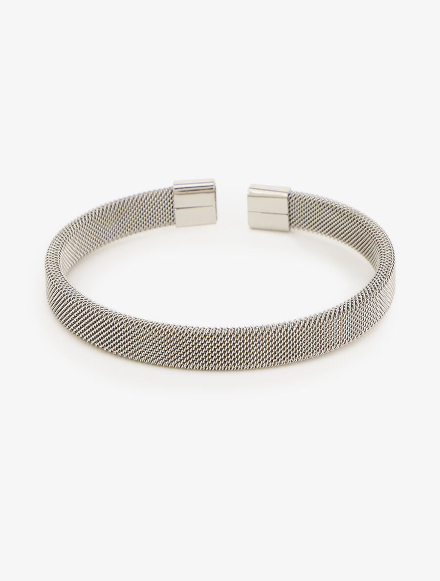 Jonc ouvert style maille polonaise - Argent - 2
