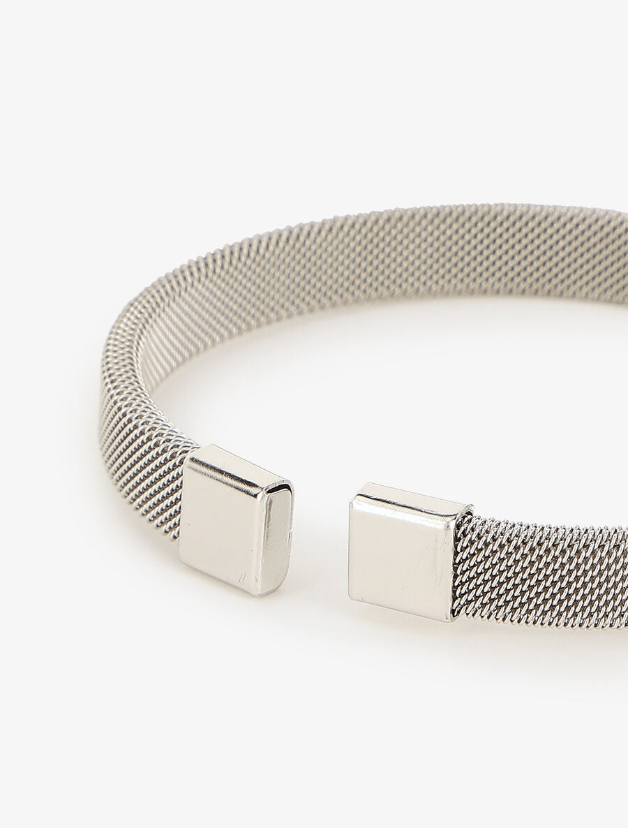 Jonc ouvert style maille polonaise - Argent - 3