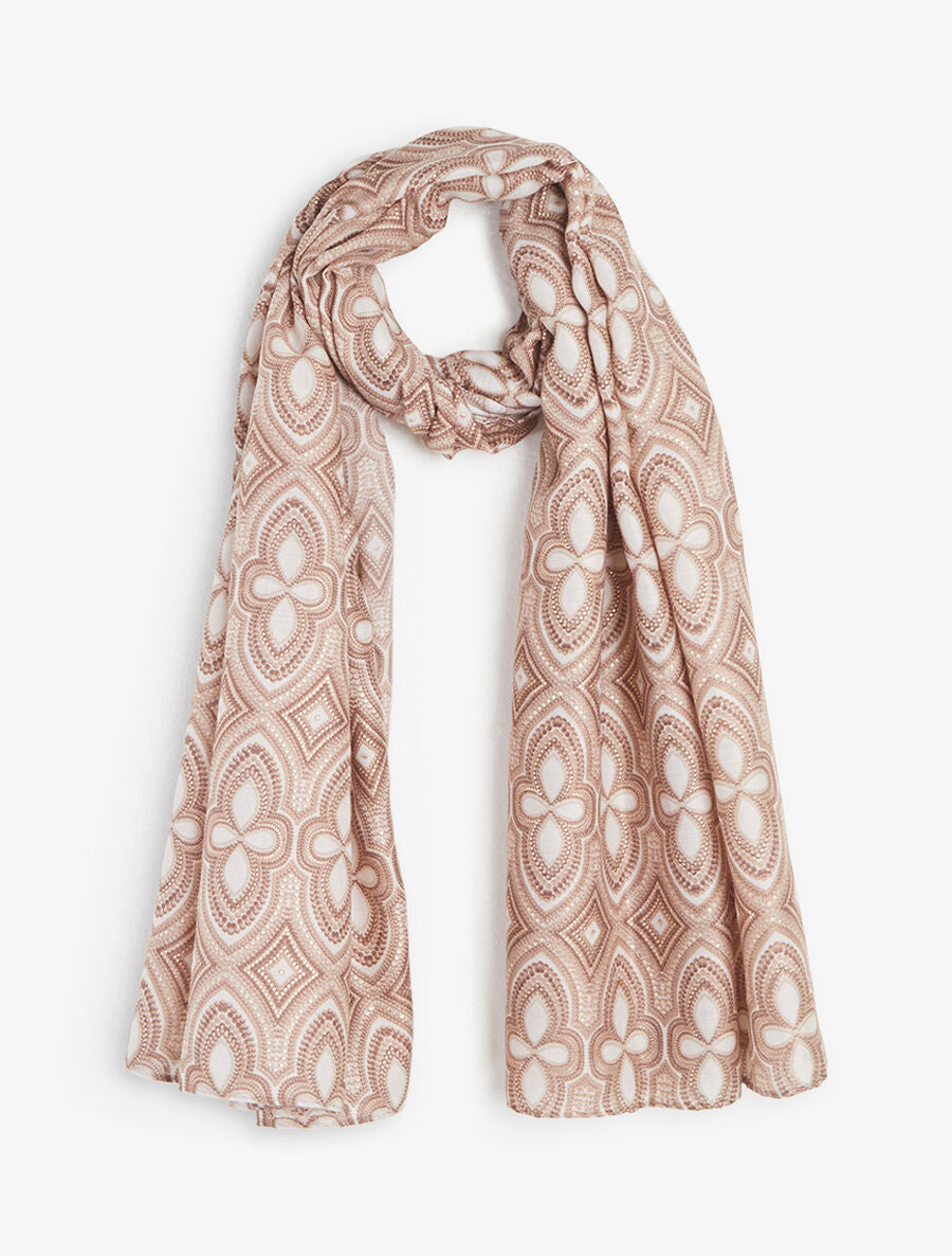 Foulard irisé à imprimé graphique - Beige - 1