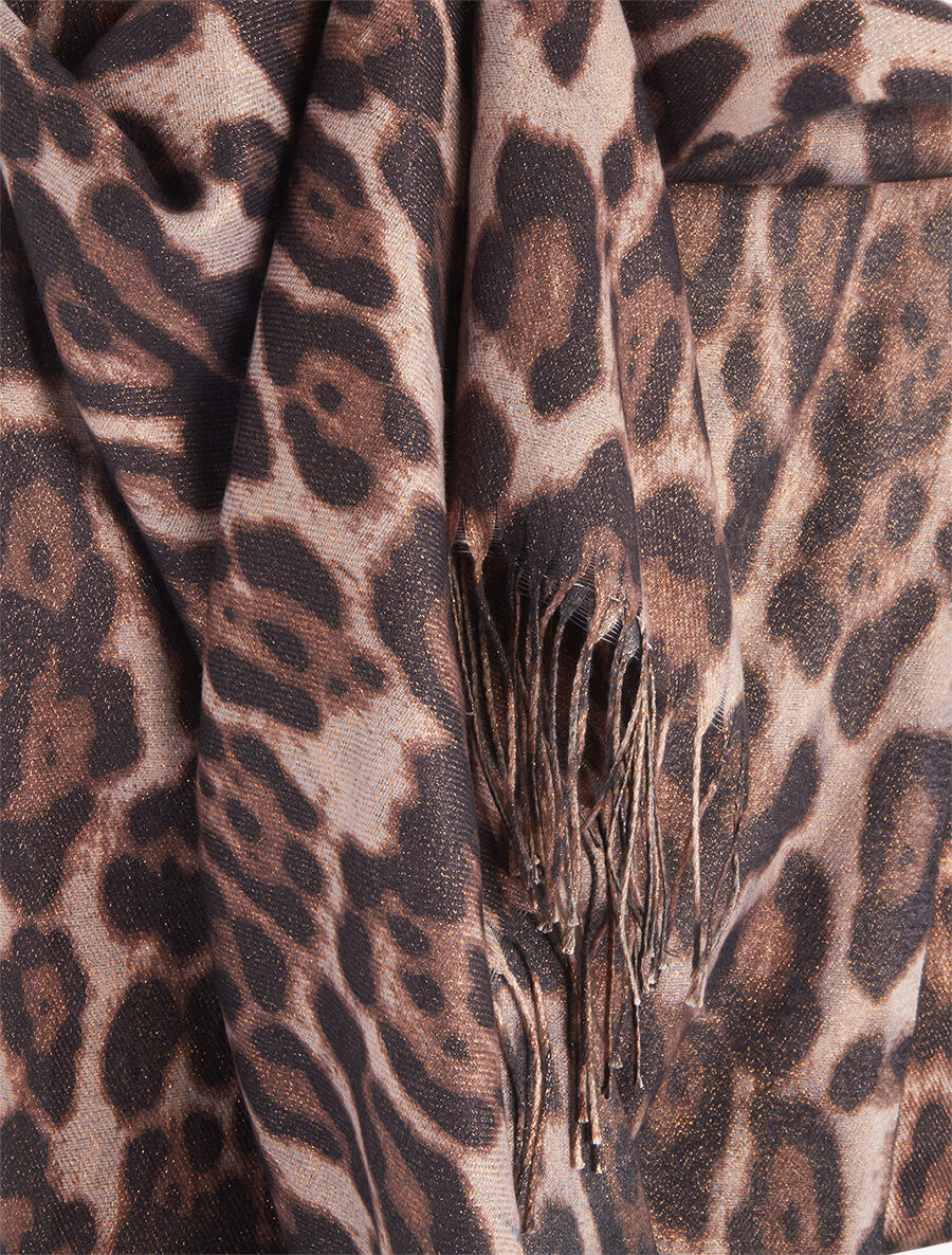 Foulard à imprimé léopard irisé - Taupe - 3